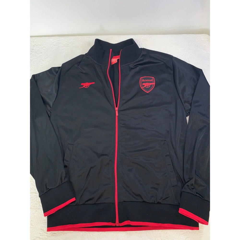 Arsenal FC Track Jacket Mens XL Black Red Full Zip Soccer Football Sportswear